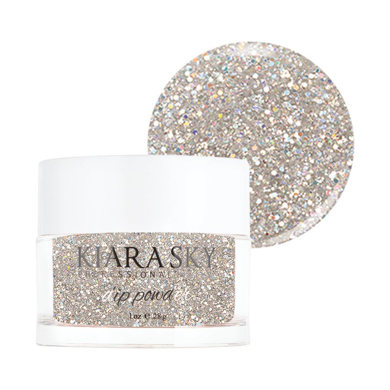 Kiara Sky Dip Powder Silver Tones 1 oz, Glitter Time for a Selfie - Image 1