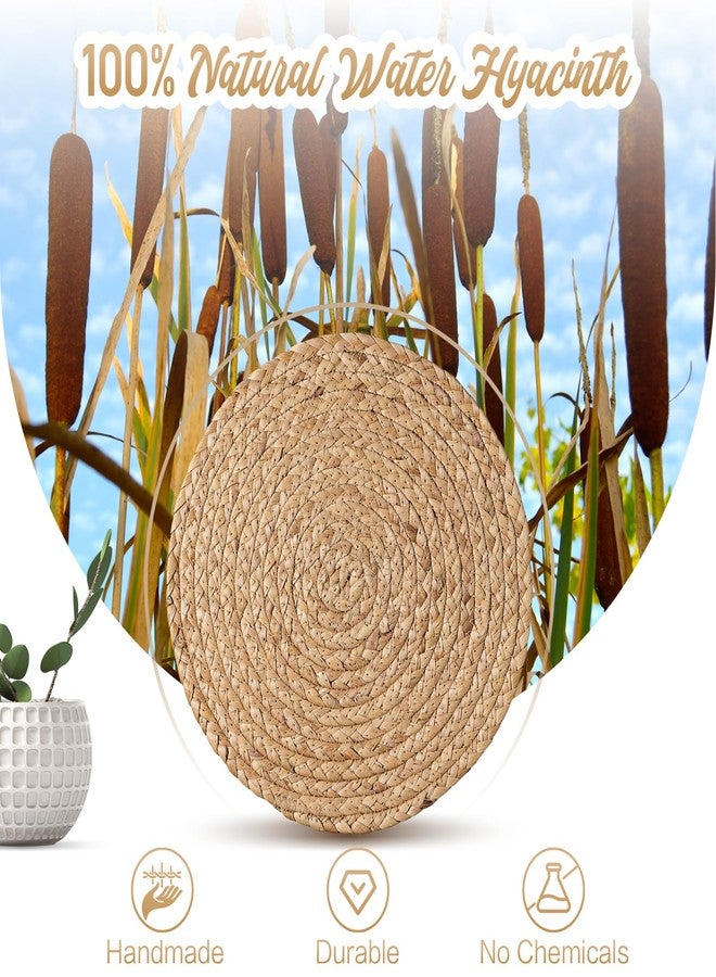 Aofmee 12 inch Round Woven Placemats Set of 6, Boho Rattan Place Mats, Natural Water Hyacinth Table Placemats, Farmhouse Weave Table Mats, Rustic Braided Wicker Charger Plates for Dining Table Decor - Image 2