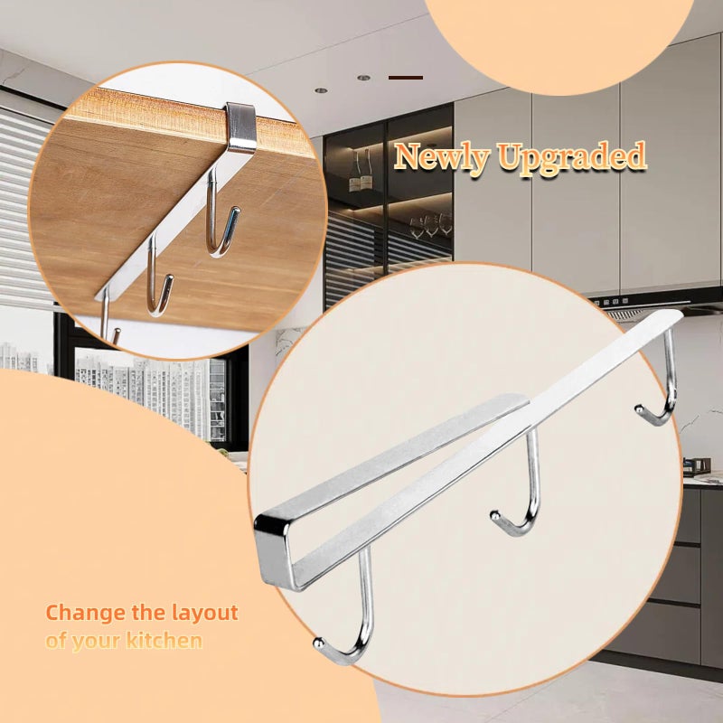SAYHAHA Mug Hooks Under Cabinet , 304 Stainless Steel Cup Hooks for Hanging Under Shelf, Mug Organizer Rack with 6 Hooks for Displaying Mugs, Coffee Cups and Kitchen Utensils,Fit for 0.8" or Less thickness - Image 4