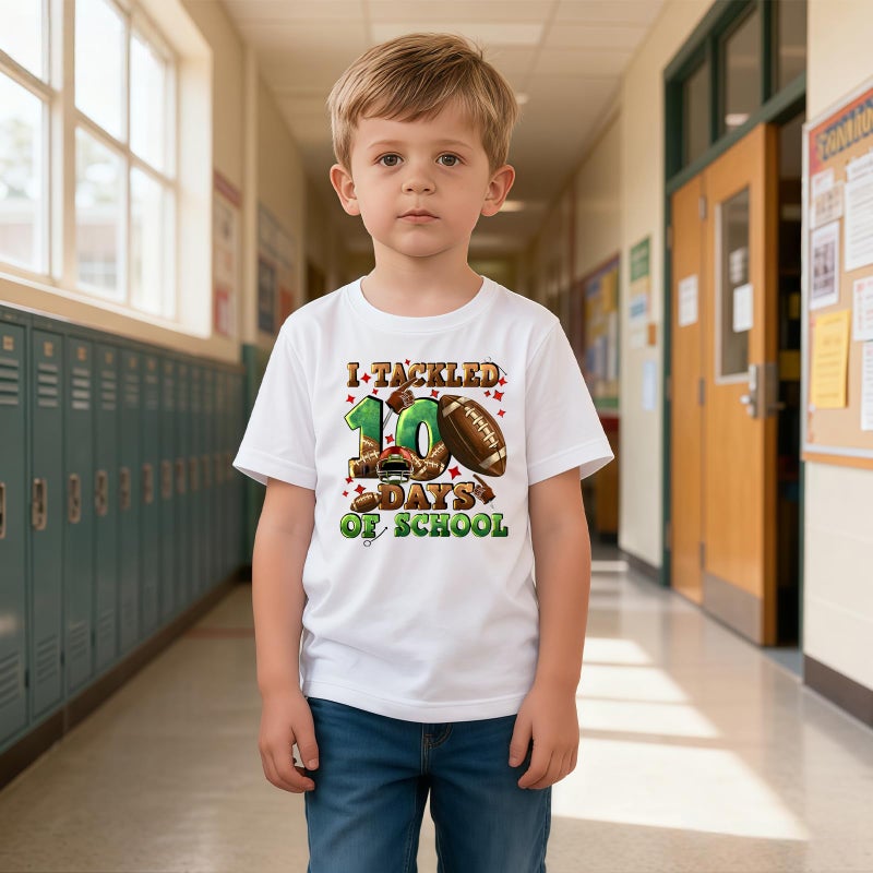 YWAGK Boys 100 Days of School Shirt Kids 100th Day of School T-Shirts Toddler Football Graphic Tops White (3-4 Years) - Image 4