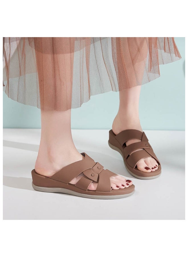 NIBEMINENT Summer Slides Women Leisure Narrow Band Solid Color Shoes Cross Straps Dressy Slip on Open Toe Slippers  - Image 3