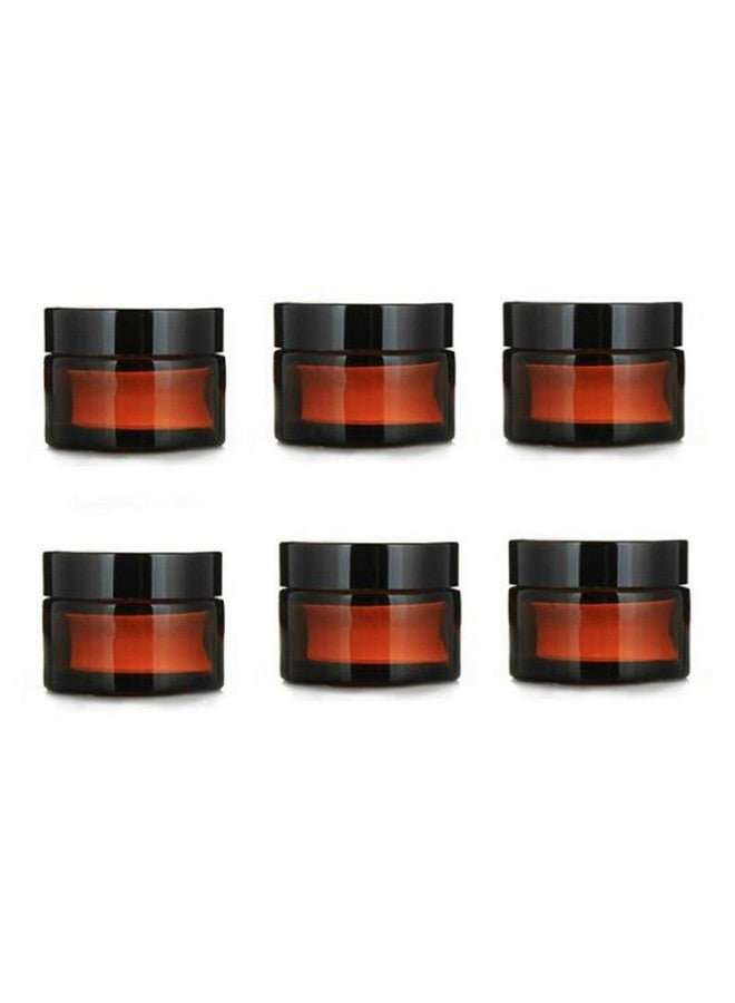 VANTOBEST 6Pcs 5ml/0.17oz Mini Portable Amber Glass Jars with White Inner Liners and Black Lids Empty Refillable Makeup Storage Container Bottle Cans Dispenser for Lotion Cream Lip Balm  - Image 1