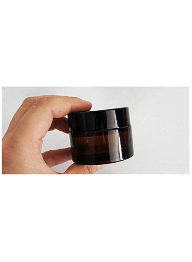 VANTOBEST 6Pcs 5ml/0.17oz Mini Portable Amber Glass Jars with White Inner Liners and Black Lids Empty Refillable Makeup Storage Container Bottle Cans Dispenser for Lotion Cream Lip Balm  - Image 2