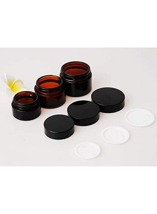 VANTOBEST 6Pcs 5ml/0.17oz Mini Portable Amber Glass Jars with White Inner Liners and Black Lids Empty Refillable Makeup Storage Container Bottle Cans Dispenser for Lotion Cream Lip Balm  - Image 4