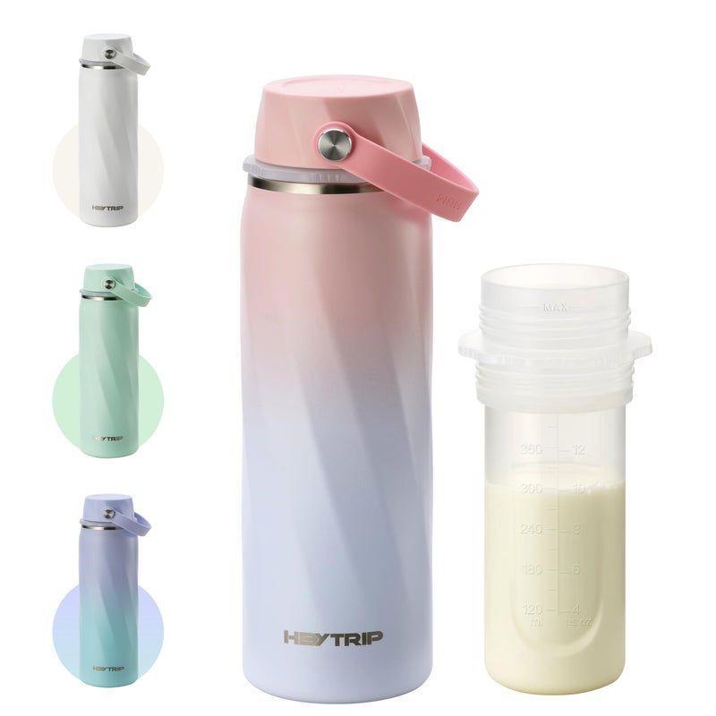 HEYTRIP Portable Breastmilk Cooler - 20oz Stainless Steel Milk Chiller Bottle for Travel & Work | Reusable Breastmilk Storage Container, 36+ Hour Cooling, TSA Approved | Rosy Azure - Image 1