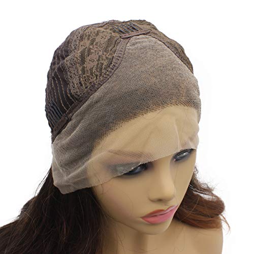 iwonawig Iewig Shoulder Length Wavy Dark Root Ombre Grey Lace Front Synthetic Party Wig - Image 5