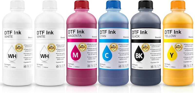 حبر DTF أبيض 1000 مل متوافق مع رؤوس الطباعة المثبتة في طابعات DTF L801 L800 L805 L850 T50 T60 R290 RX610 690 R200 R210 R220 R300 R310 R340 R350 - Image 1