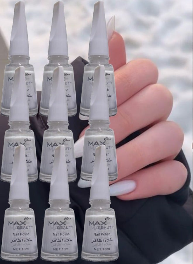 ماكس بيوتي 9 قطع طلاء اظافر سريع الجفاف ابيض - Image 1