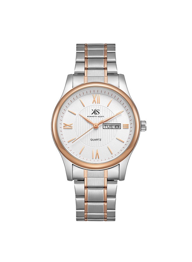 KENNETH SCOTT ساعة يد رجالية أنالوج دائرية من الفولاذ المقاوم للصدأ K23029-KBKW - 38 مم - Image 1