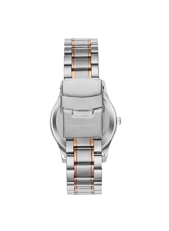 KENNETH SCOTT ساعة يد رجالية أنالوج دائرية من الفولاذ المقاوم للصدأ K23029-KBKW - 38 مم - Image 3