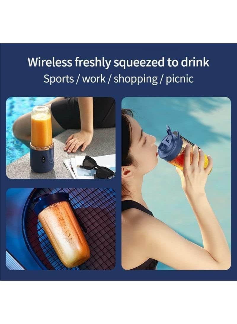 vexa pro Portable Blender 400ml, USB Rechargeable Personal Blender with 6 Blades, Smoothie & Juice Maker for Travel, Home, Office, Gym, BPA-Free Mini Juicer - Image 4