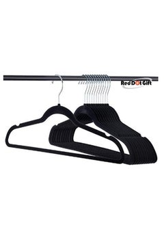 Red Dot Gift 50 Pieces Black Non-Slip Velvet Hangers 44.5cm With 360 Degree Rotatable Hook,Durable and  Slim  - Image 3