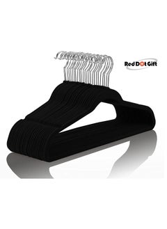 Red Dot Gift 50 Pieces Black Non-Slip Velvet Hangers 44.5cm With 360 Degree Rotatable Hook,Durable and  Slim  - Image 1