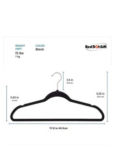 Red Dot Gift 50 Pieces Black Non-Slip Velvet Hangers 44.5cm With 360 Degree Rotatable Hook,Durable and  Slim  - Image 2