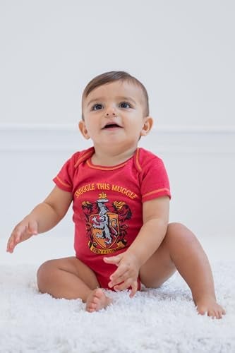 Harry Potter Gryffindor Hufflepuff Ravenclaw Slytherin Infant Baby Boys 4 Pack Bodysuits 12 Months - Image 4