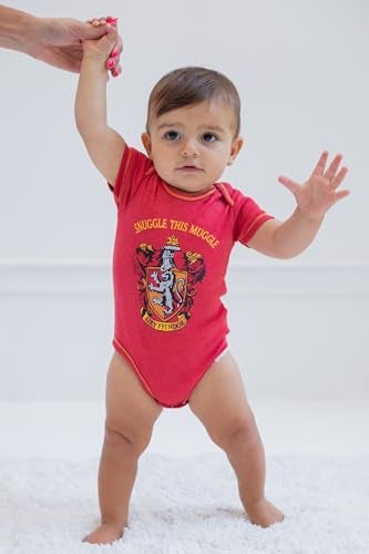 Harry Potter Gryffindor Hufflepuff Ravenclaw Slytherin Infant Baby Boys 4 Pack Bodysuits 12 Months - Image 2