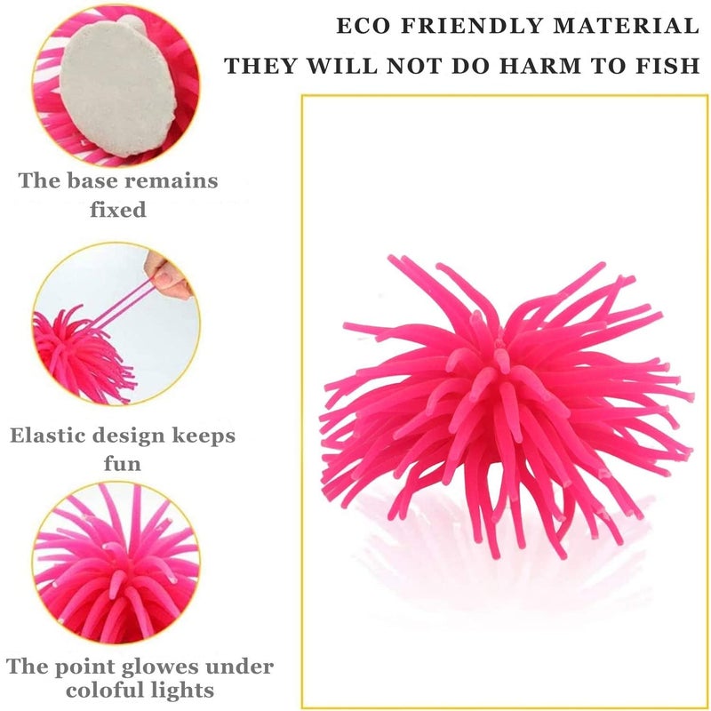 VAYINATO ® 2 Pcs Aquarium Underwater Silicone Simulation Artificial Fake Anemone Ornament Fish Tank Decoration Plant (Random Color) by Petzlifeworld - Image 3