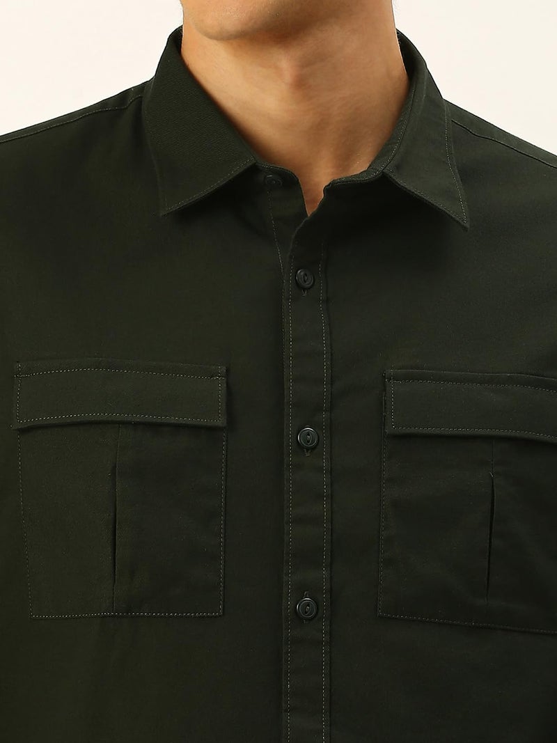 Thomas Scott Mens | Full Sleeve | Solid | Double Pockets | Slim Fit | 100% Cotton | Spread Collar | Casual | Shirt (BGreen_M) - Image 5