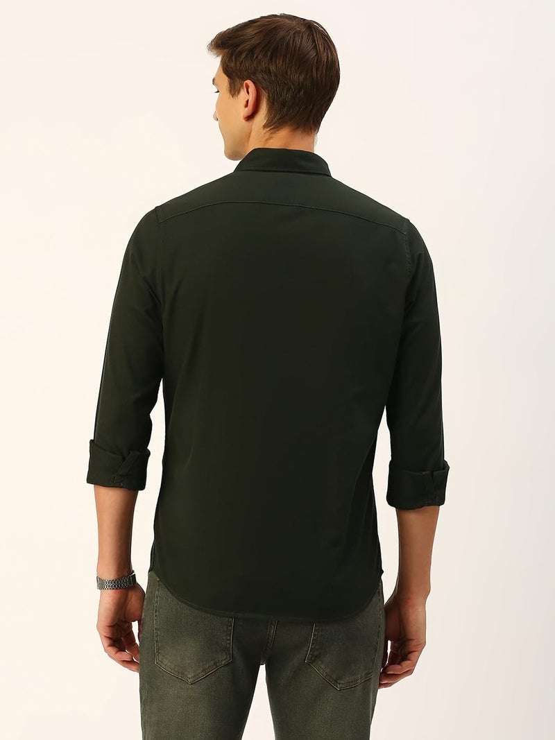 Thomas Scott Mens | Full Sleeve | Solid | Double Pockets | Slim Fit | 100% Cotton | Spread Collar | Casual | Shirt (BGreen_M) - Image 4