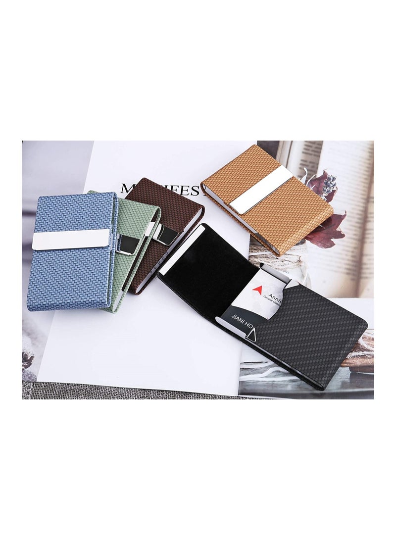 SYOSI Business Card Holder, Metal Business Name Card Case Luxury PU Leather Stainless Steel Multi Card Pocket, Name Card Wallet With Magnetic Closure For Women, Men (1 PCS, Bapricot)  - Image 5