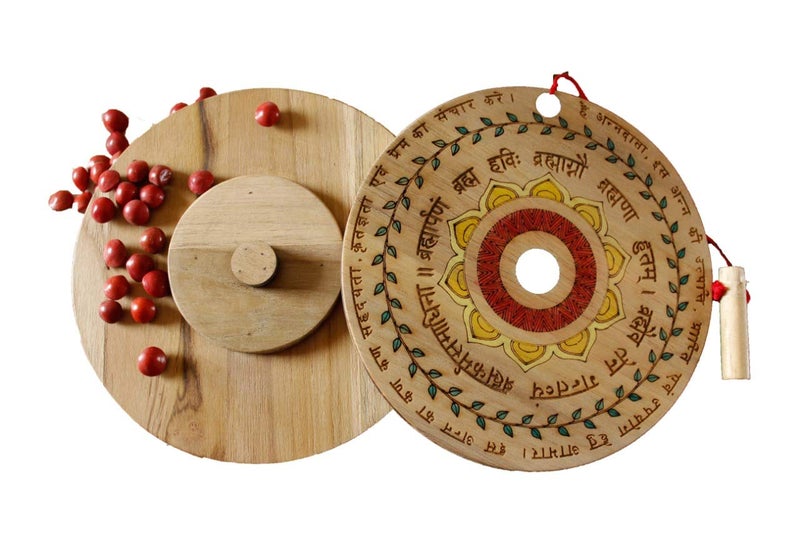 White Light Elements Anna Aabhar Chakra-Gratitude to the source Handmade Teak wood Multicolor Hand painted decorative Kitchen tools dinnerware items Dining table wooden decor accessories Antique Spiritual Gift Items Housewarming Gift - Image 2