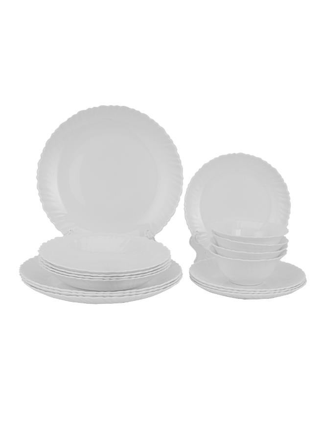 Royalford 16 Piece Classic Opalware Dinner Set | Includes Dinner, Deep and Dessert Plates and Serving Bowls | Dishwasher-Safe  Freezer and Microwave Safe | Chip-Resistant and Food-Grade/ White WHITE - Image 2