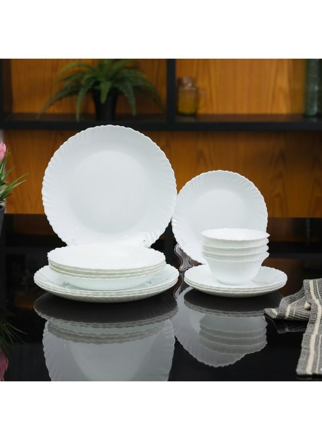 Royalford 16 Piece Classic Opalware Dinner Set | Includes Dinner, Deep and Dessert Plates and Serving Bowls | Dishwasher-Safe  Freezer and Microwave Safe | Chip-Resistant and Food-Grade/ White WHITE - Image 5