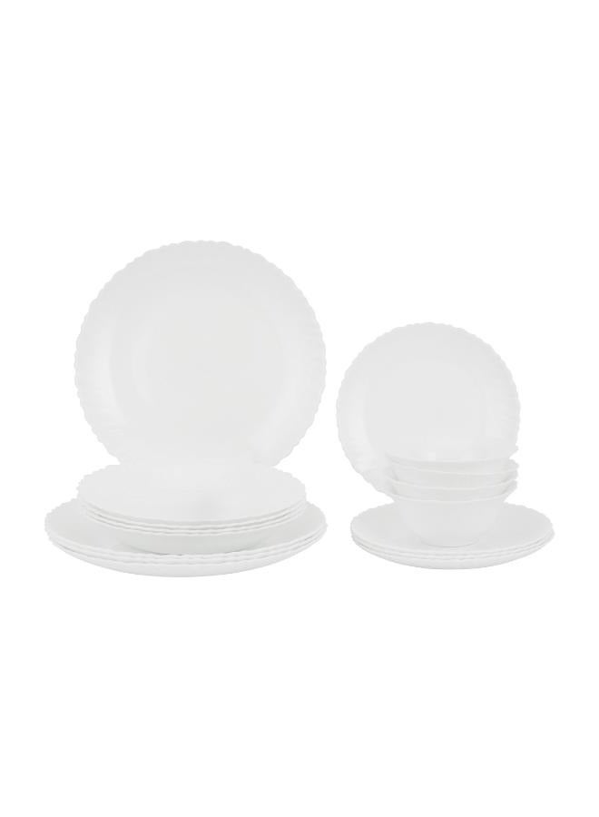 Royalford 16 Piece Classic Opalware Dinner Set | Includes Dinner, Deep and Dessert Plates and Serving Bowls | Dishwasher-Safe  Freezer and Microwave Safe | Chip-Resistant and Food-Grade/ White WHITE - Image 4