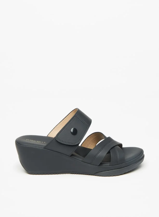 Flora Bella By Shoexpress Women's Solid Cross Strap Sandals with Wedge Heels