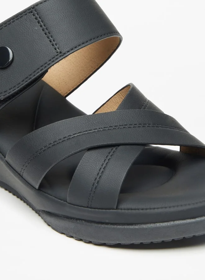 Flora Bella By Shoexpress Women's Solid Cross Strap Sandals with Wedge Heels
