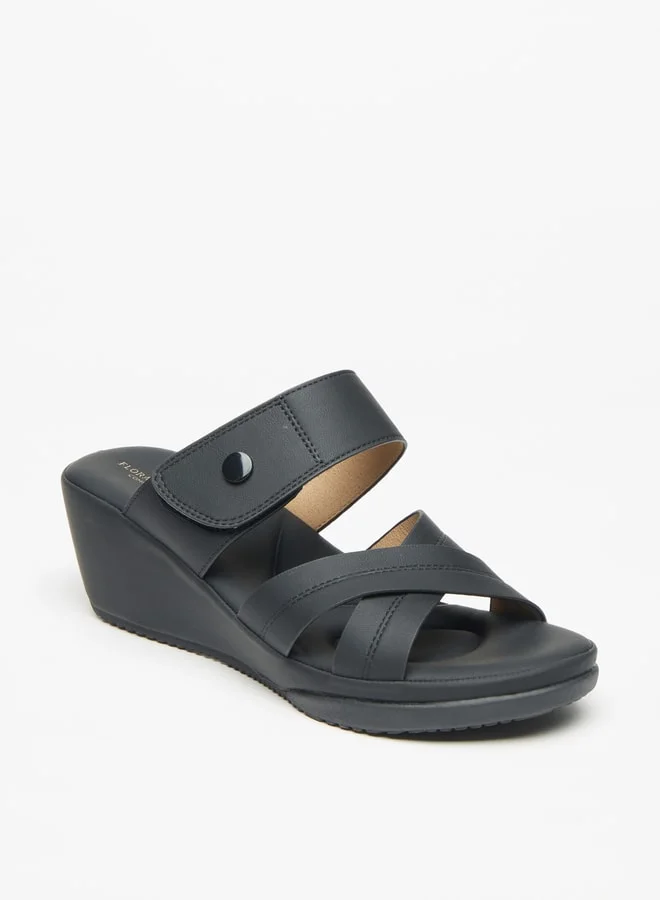 Flora Bella By Shoexpress Women's Solid Cross Strap Sandals with Wedge Heels