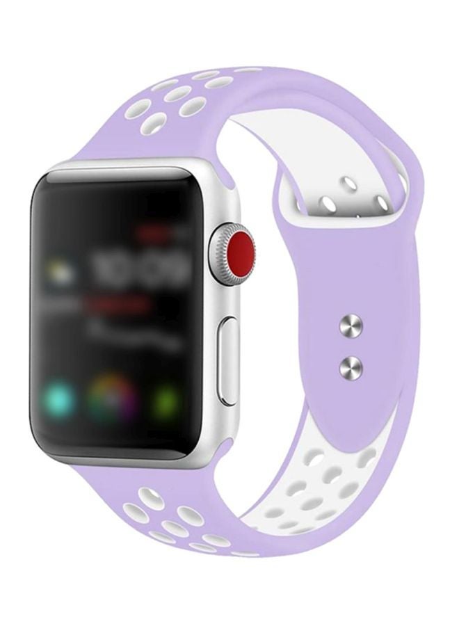 NIBEMINENT Replacement Band For Apple Watch Series 1/2/3/4 42mm (Medium/Large) Lavender/White  - Image 1