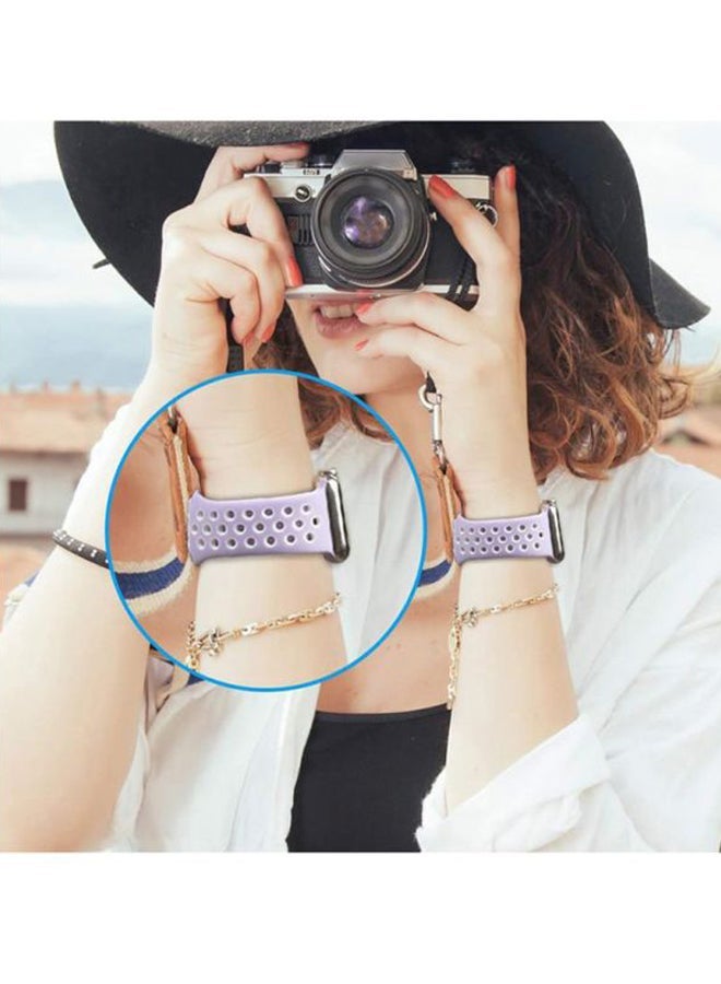 NIBEMINENT Replacement Band For Apple Watch Series 1/2/3/4 42mm (Medium/Large) Lavender/White  - Image 2