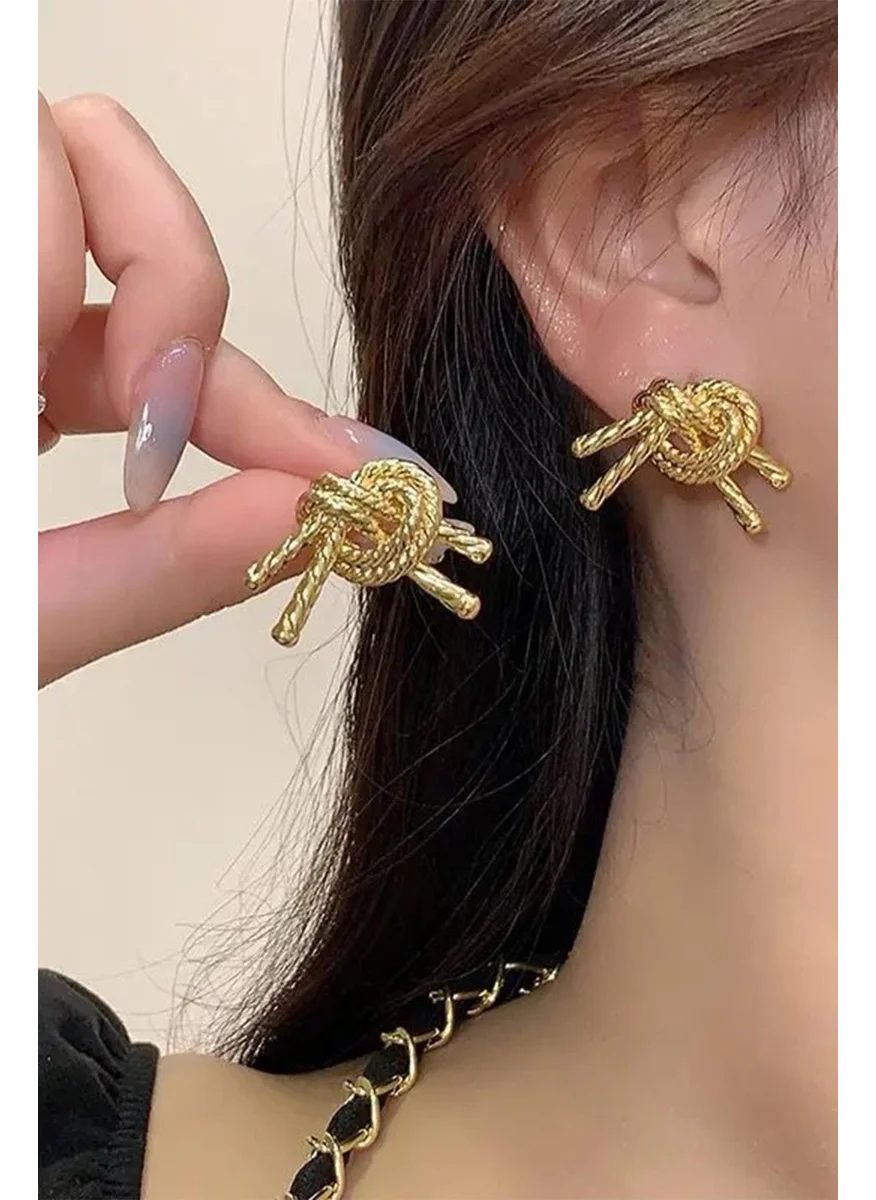 باهلس Trend Gold Knot Vintage Earrings