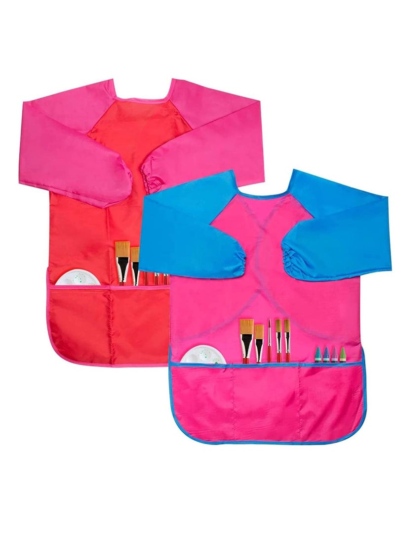 Generic Kids Childrens Apron Art Smocks Waterproof Apron, Long Sleeve Children Painting Aprons with 3 Pockets for Painting, Pottery School, Baking, Painting, Craft & Lab Activity, Age 3-8  - Image 1