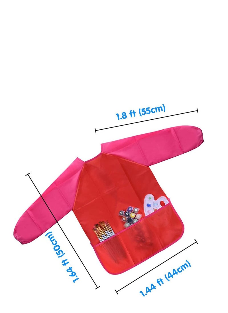 Generic Kids Childrens Apron Art Smocks Waterproof Apron, Long Sleeve Children Painting Aprons with 3 Pockets for Painting, Pottery School, Baking, Painting, Craft & Lab Activity, Age 3-8  - Image 5