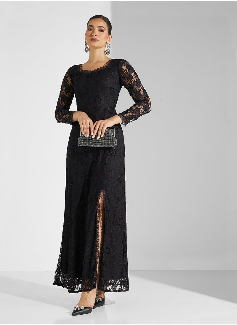 Amelia Rose - Mesh Detailed Maxi Dress - Image 1