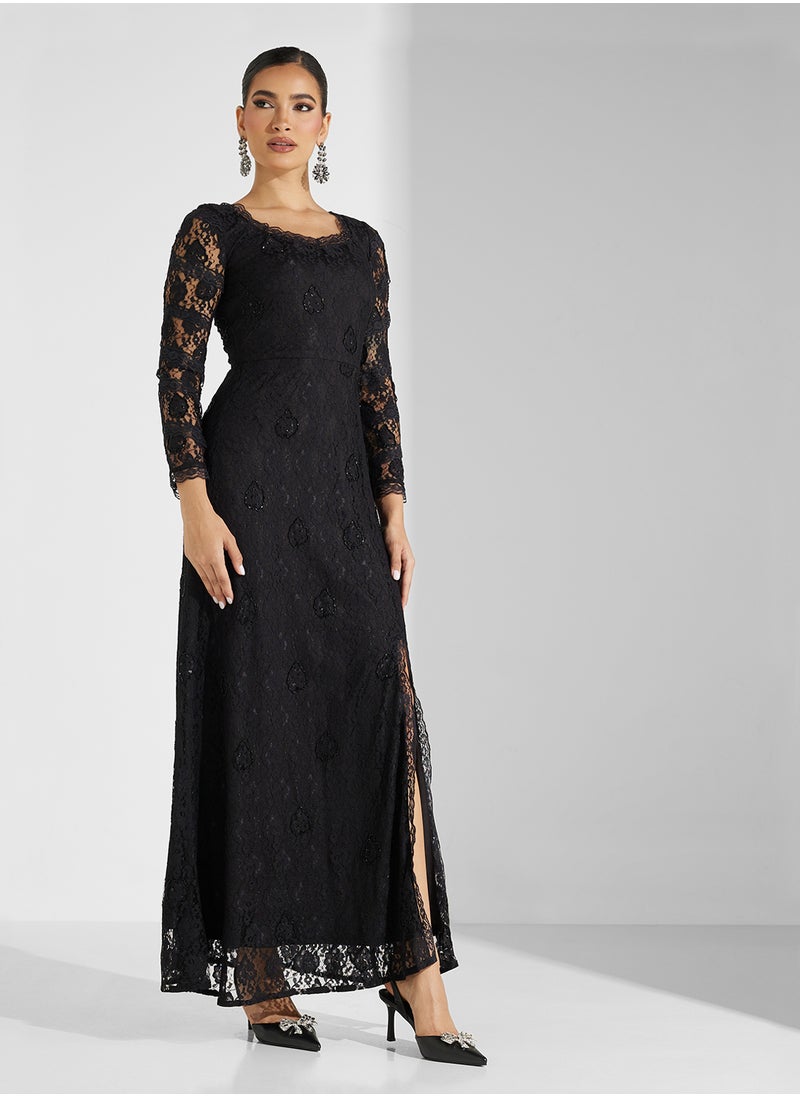 Amelia Rose - Mesh Detailed Maxi Dress - Image 1