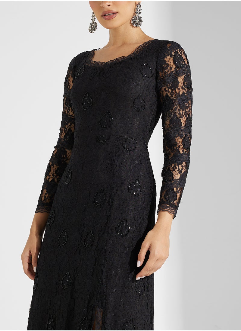 Amelia Rose - Mesh Detailed Maxi Dress - Image 1