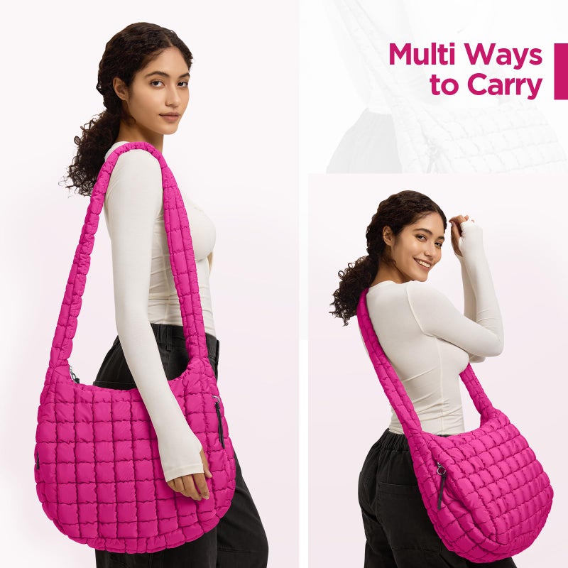Babysun Puffer Tote Bag for Women Large Quilted Tote Bag Quilted Carryall Bag Soft Puffy Crossbody Bag Hobo Handbags Puff Purse - Image 2