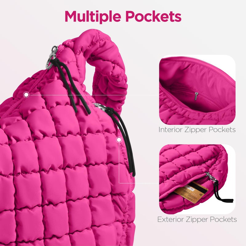 Babysun Puffer Tote Bag for Women Large Quilted Tote Bag Quilted Carryall Bag Soft Puffy Crossbody Bag Hobo Handbags Puff Purse - Image 5