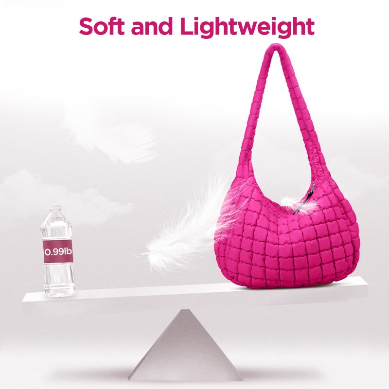 Babysun Puffer Tote Bag for Women Large Quilted Tote Bag Quilted Carryall Bag Soft Puffy Crossbody Bag Hobo Handbags Puff Purse - Image 3
