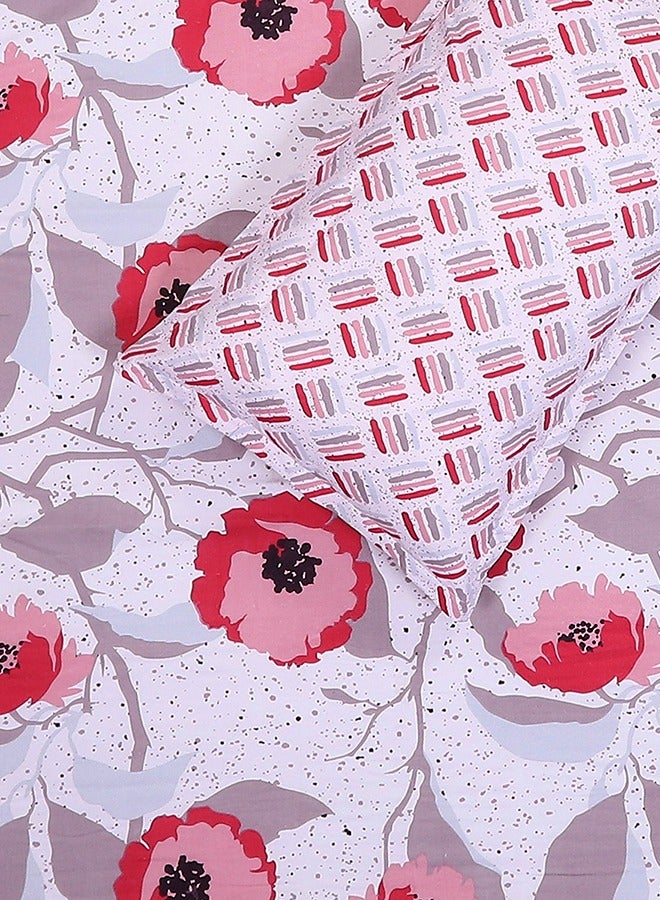 عقد الحالة ملاءة سرير مزدوجة من إنفوغ، مصنوعة من القطن، مع غطائين للوسائد، مناسبة لغرفة النوم والمنزل والفندق - ١٢٠ جرام لكل متر مربع (زهرة وردية) - Image 3