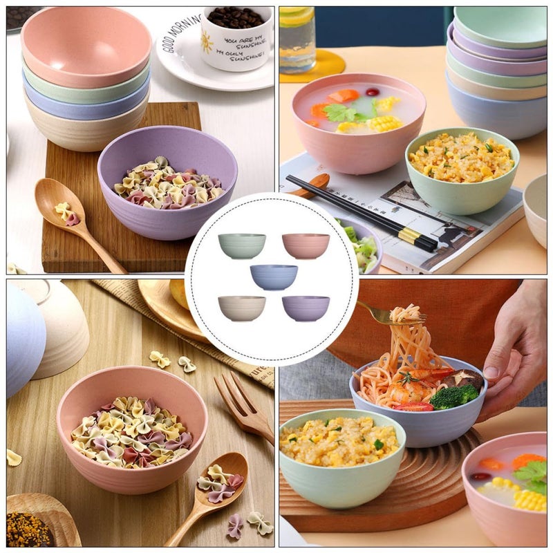 Wheat Straw Soup Salad Bowls 5 Pcs Medium 13 2cm Sturdy Eco Friendly - Image 4