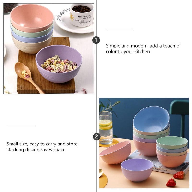 Wheat Straw Soup Salad Bowls 5 Pcs Medium 13 2cm Sturdy Eco Friendly - Image 5