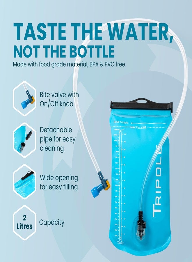 TriPole قربة ترطيب ثلاثية الأقطاب للجري وركوب الدراجات الهوائية والنارية | خالية من مادة BPA | 2 لتر - Image 3