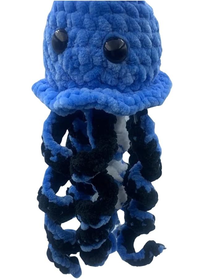 PROMASS toy for babies| Hypoallergenic| Handmade plush stuffed jellyfish toy |Soft Amigurumi toy| (Sky blue) - Image 1