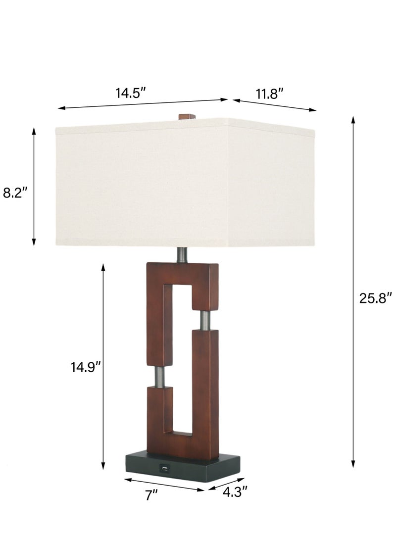 DREAMSIDEA Reddish Brown Table Lamps for Living Room Set of 2, Rustic Vintage Bedside Lamp for Bedroom Nightstand Entryway  - Image 2