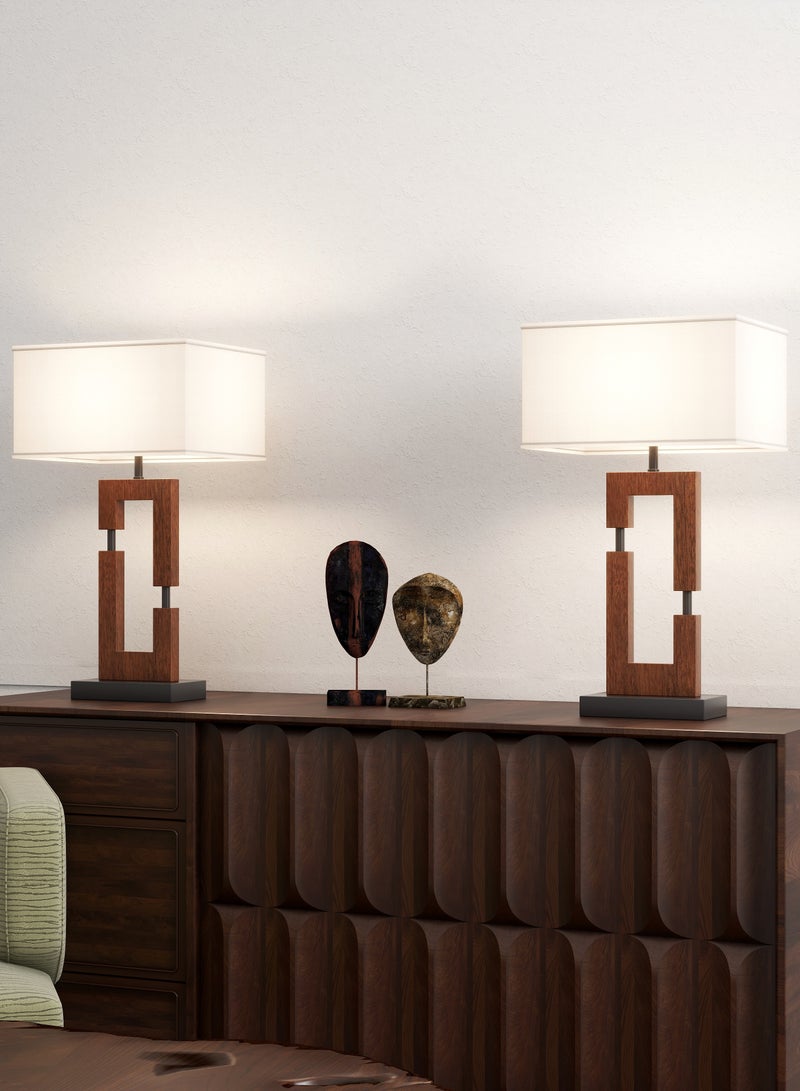 DREAMSIDEA Reddish Brown Table Lamps for Living Room Set of 2, Rustic Vintage Bedside Lamp for Bedroom Nightstand Entryway  - Image 1