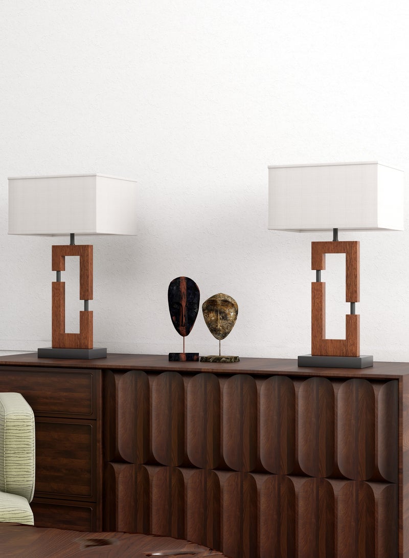 DREAMSIDEA Reddish Brown Table Lamps for Living Room Set of 2, Rustic Vintage Bedside Lamp for Bedroom Nightstand Entryway  - Image 4